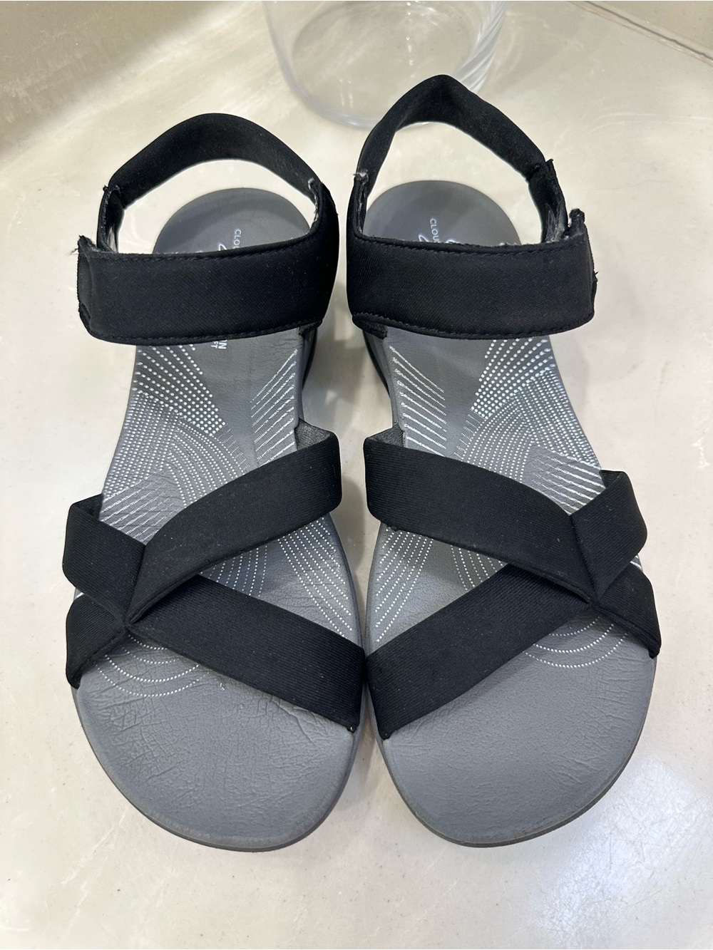 CloudSteppers by Clarks Black Strappy Comfort Sandals